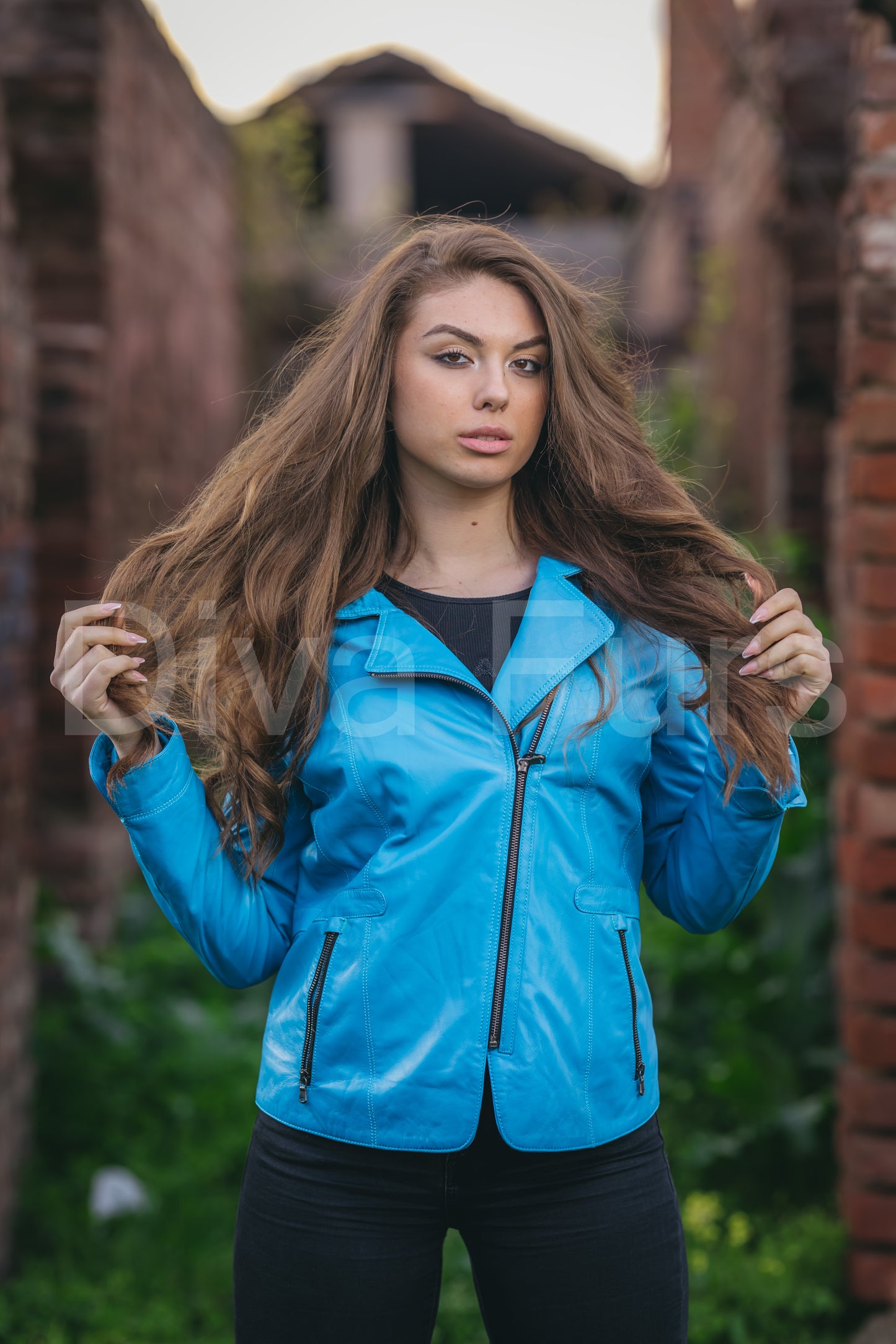 Kožna jakna ženska-svetlo plava Petra