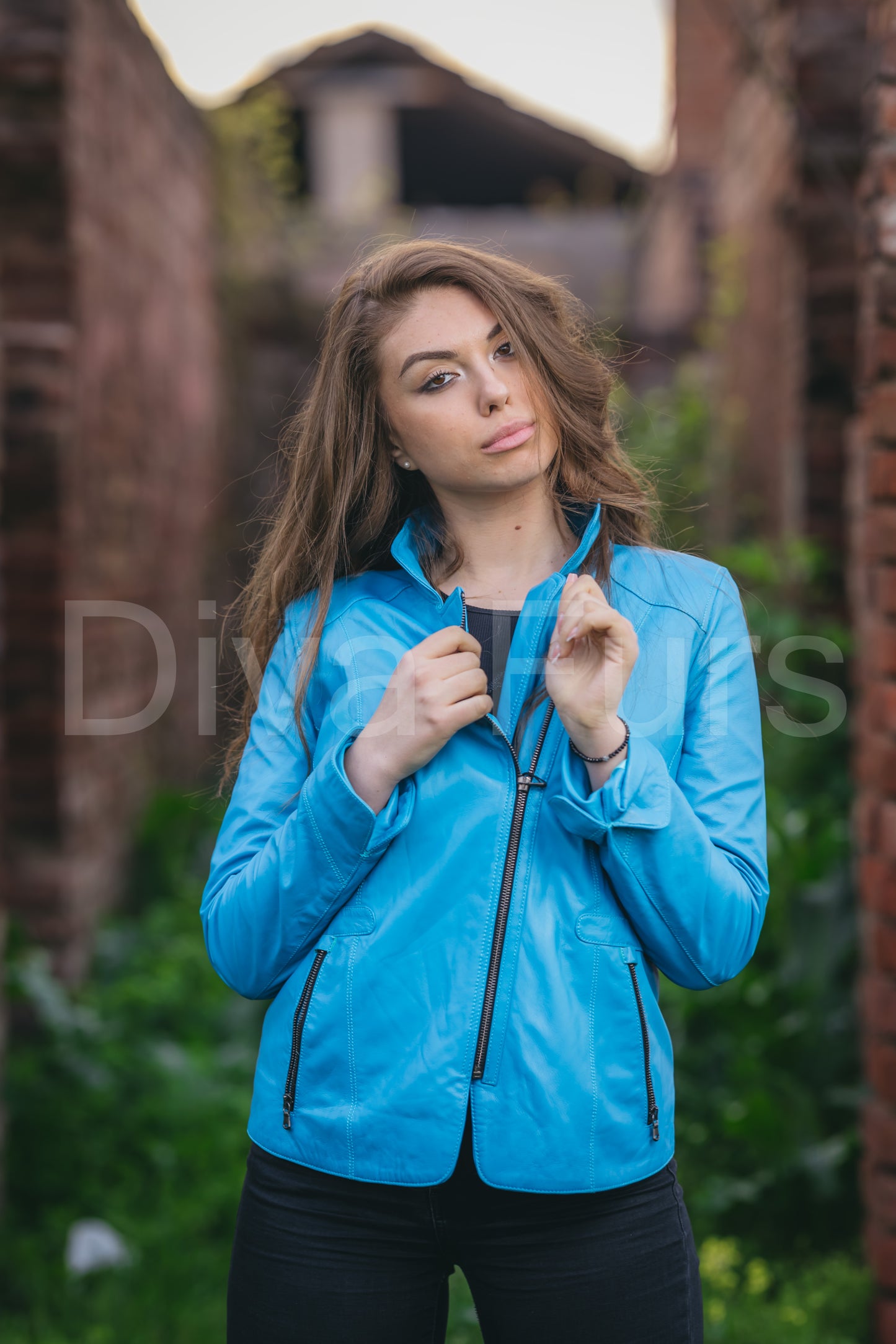 Kožna jakna ženska-svetlo plava Petra