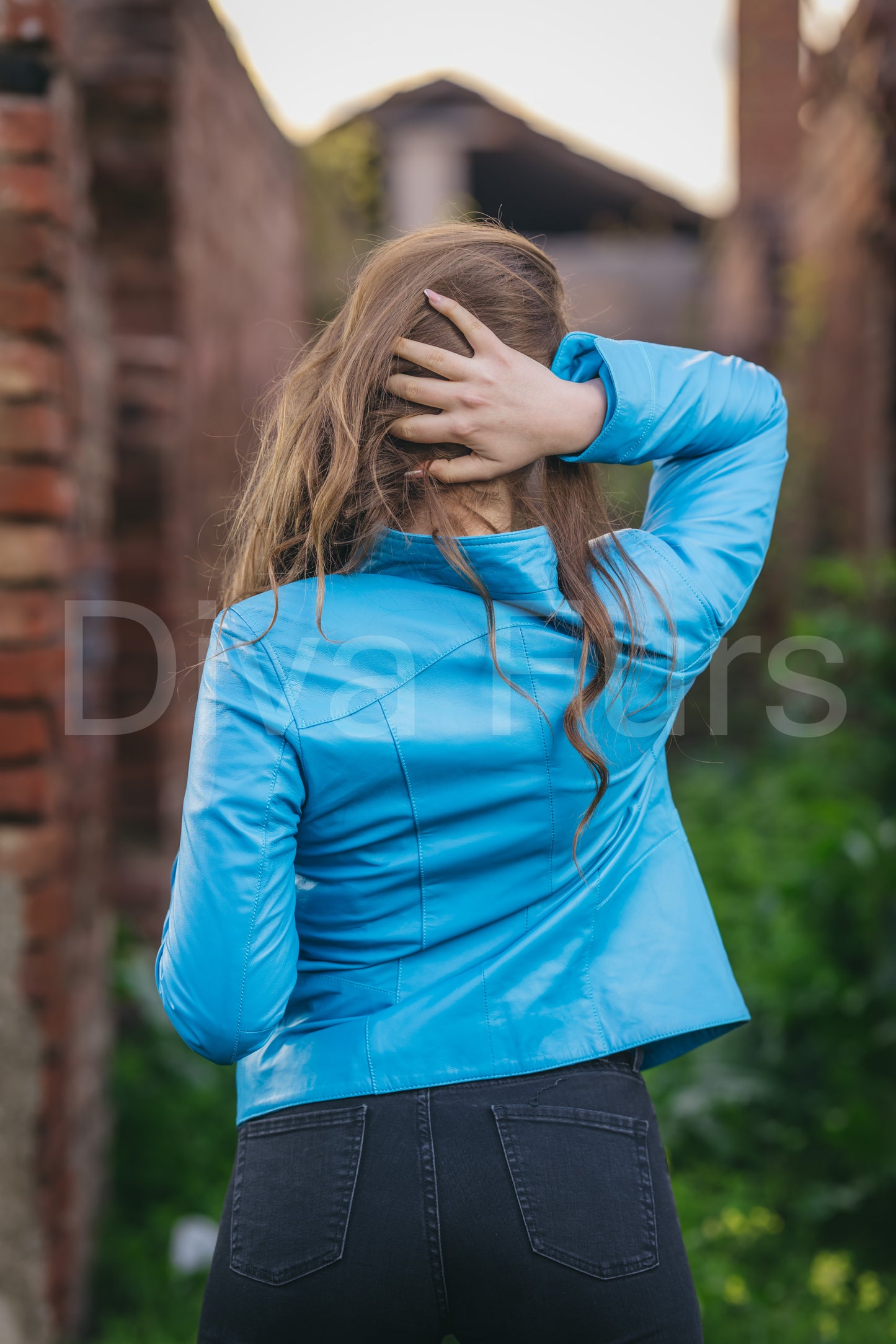 Kožna jakna ženska-svetlo plava Petra