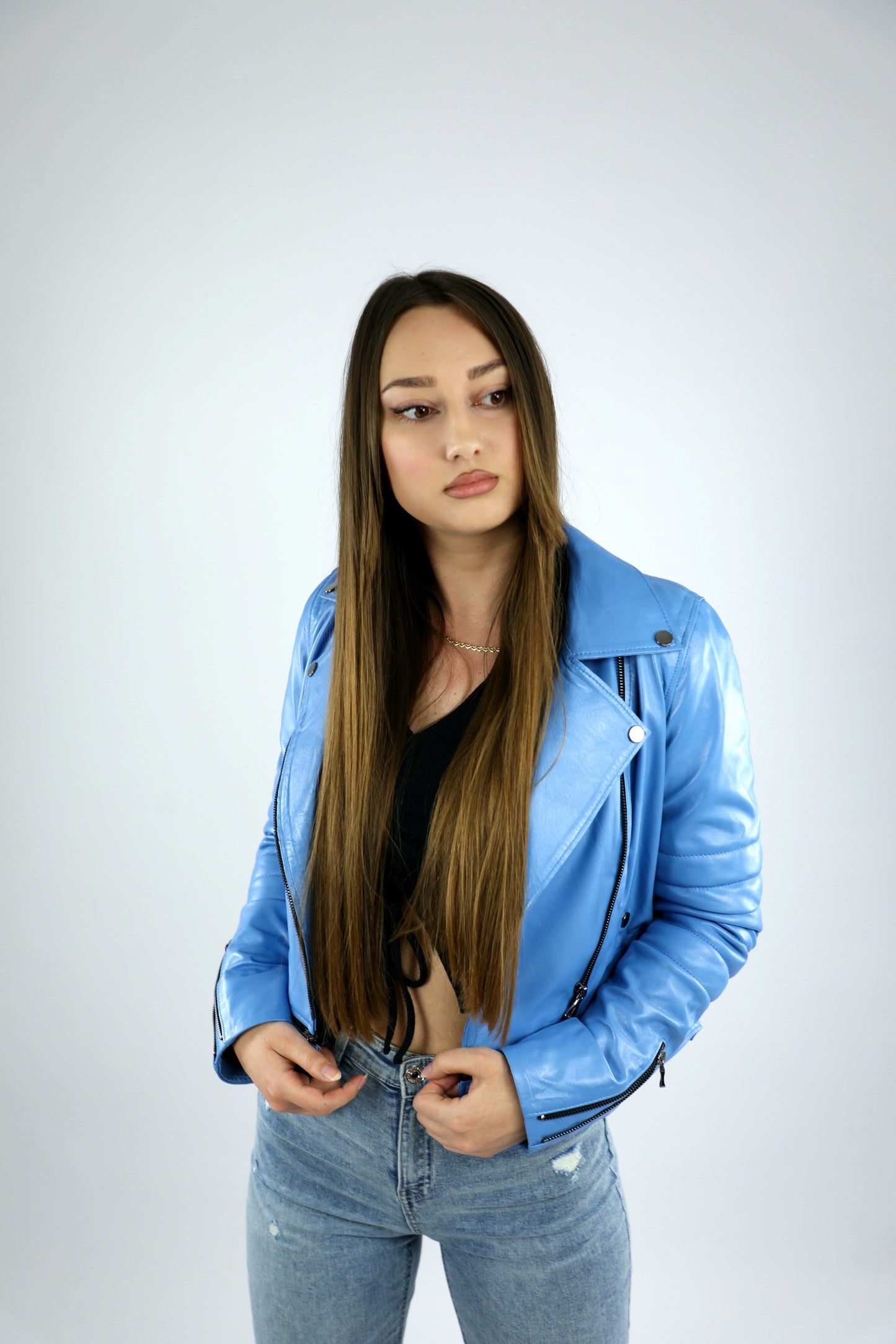Kozna jakna-svetlo plava